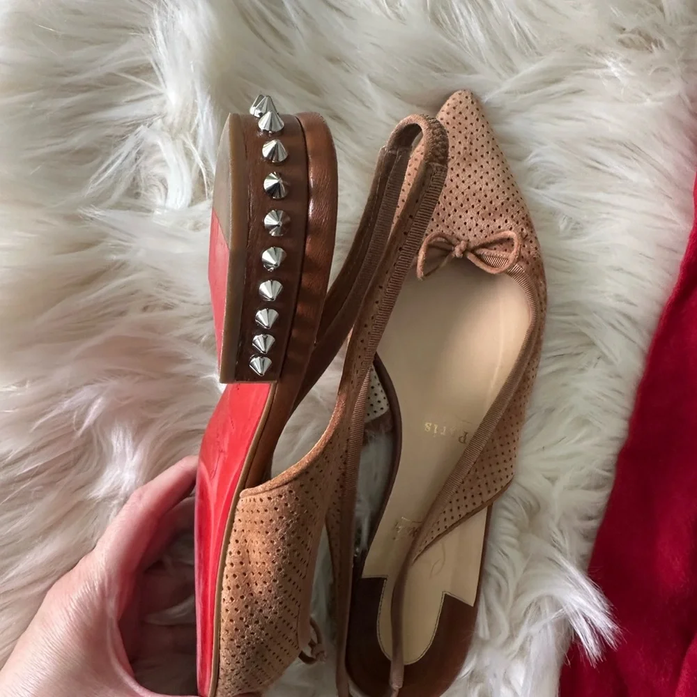 Christian Louboutin Brown Perforated Heels - Picture 4 of 8